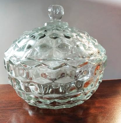 Katrina Custom Fancy Glass Dish with Powder Puff - Medium No Lid