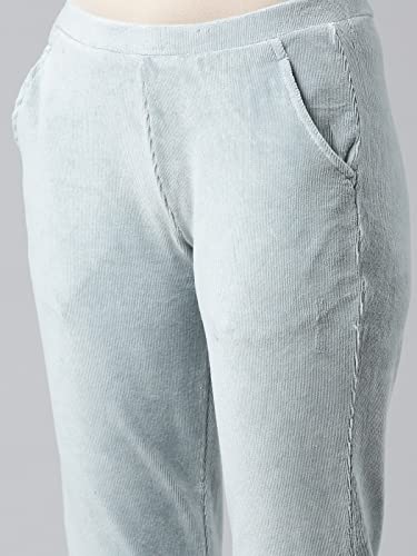 Image of GO COLORS Solid Corduroy Treggings for Women | Warmtech, Mid Rise, Side Pocket