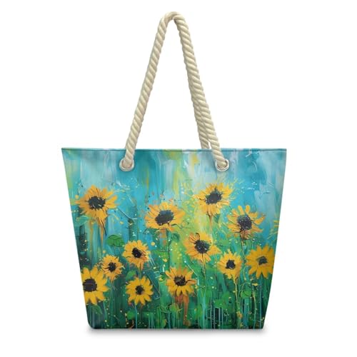 Vacation Beach Bag for Ladiess Women Medium Casual Travel Tote Bag Swim Pool Totes Bag with Hemp Rope Handle