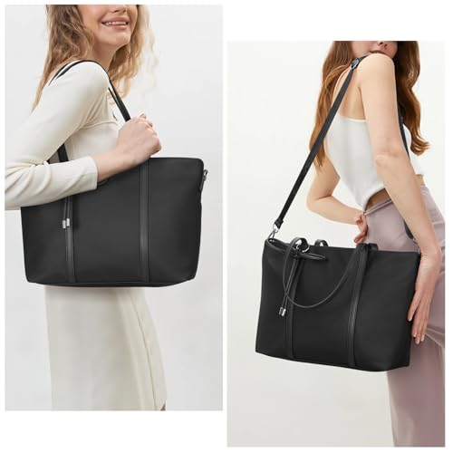 Tote Bag for Women Nylon Crossbody Bags Medium Aesthetic Shoulder Handbags with Bow for Travel Work College with Zip2