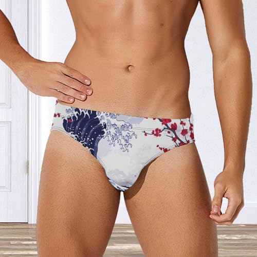 Japanese Great Wave Cherry Novelty Men's Brief Swimwear Pants Swimming Trunks Beach Shorts Underwear4