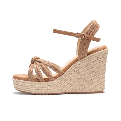 Image of VICKI.VICKI Wedges for Women Platform Sandals Wedge Heels for Sandals Comfortable Summer Espadrille Shoes Ankle Strap&Open Toe