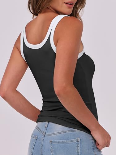 Image of ANRABESS Womens Sleeveless Scoop Neck Tank Top Ribbed Fitted Summer Basic Slim Cute Tops 2026