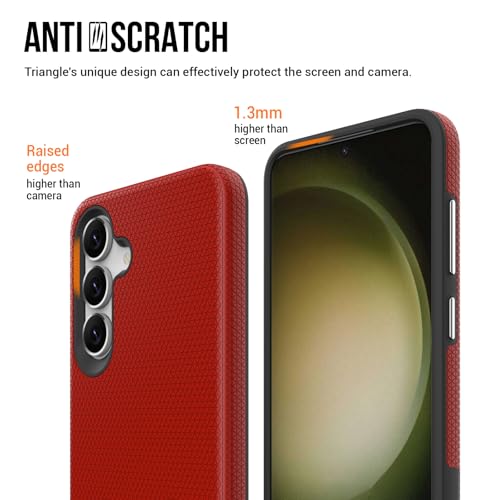 Image of NOXO Ultra-Hybrid Triangle Back Case Cover for Samsung Galaxy S25 Fe, | Shockproof Design | Camera Protection | Soft TPU & Rugged PC | Bumper Case Cover for Samsung S25 Fe, (Scarlet Red)
