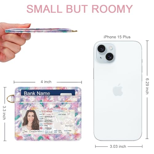Image of Slim Minimalist Pocket Credit Card Holder Wallet RFID Blocking Lightweight Thin Small Cute Card Cases,Spring Garden