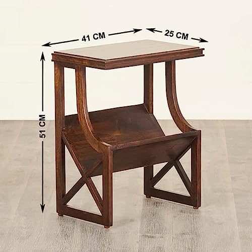 Image of LATIVA END Table for Living Room and Bedroom | Premium Design Rectangular Side Table for Home & Kitchen| Brown Finish, Mango Wood | Ideal for Home Decor