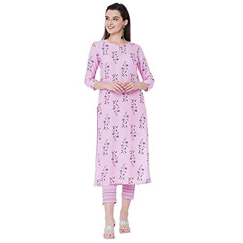 Image of GoSriKi Women's Cotton Straight Printed Kurta with Pant