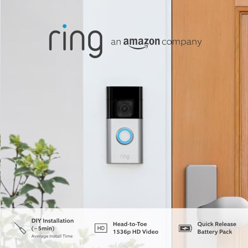 Ring Battery Video Doorbell Plus (Newest gen) | DIY Wireless Video Doorbell Camera with 1536p HD Video, Head-To-Toe View, Quick Release Battery Pack | Easy to install (5min)