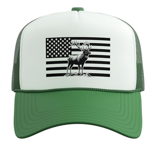 Image of Outdoor Antlers Elk Deer Hunting Trucker Hat with Adjustable Mesh Back