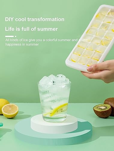 Image of Silicone Ice Cube Trays with Lid Cover, 24 Cavities Flexible Moulds for Freezer, Stackable, Multicolor, 1 Piece (Pink)