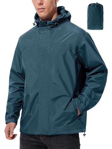 Image of UIQUR Mens Lightweight Packable Waterproof Rain Jacket Windbreaker