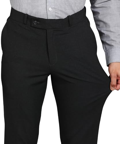 Image of GHPC Stylish Slim Fit Polyester Lycra Stretchable Formal Pant for Men | Mens Fashion Plain Solid Wear Dress Trousers Pants for Office or Party