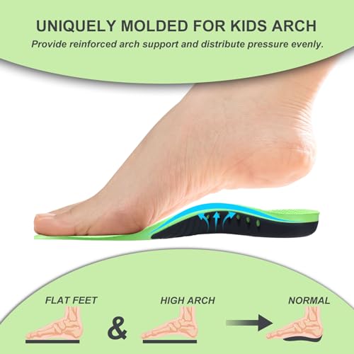 Image of Bacophy Kids Orthotic Arch Support Insoles, Plantar Fasciitis Cushioning Shoe Inserts, Shock Absorption Velvet Surfaces Deep Heel Cup Chinldren Inner Soles for Flat Feet, Feet Heel Pain Relief