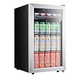 Kalamera Mini Beverage Refrigerator Freestanding- 102 Cans Capacity Beverage Cooler- for Soda, Water, Beer or Wine - For Kitchen or Bar with Whit Interior Light.