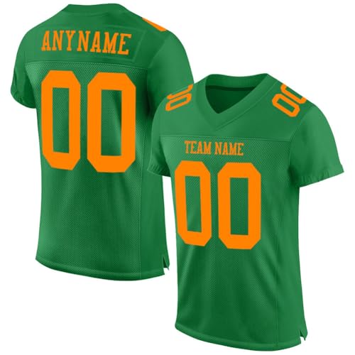 Generic Custom Football Jersey for Men Women Youth, Green and Orange, Athletic Sports Shirt Personalized Name Number