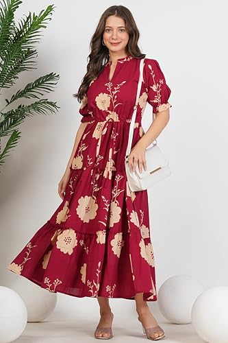 Image of Kuruti B Sheets Women's Cotton Floral Printed Regular Fit Anarkali Kurta for Women