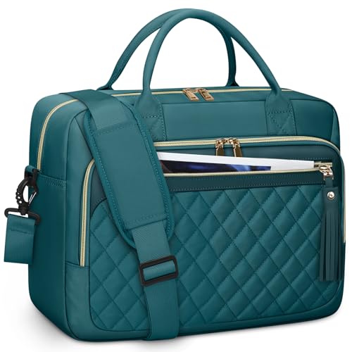 Image of RAINSMORE Laptop Bag 17.3 Inch Briefcase for Women Waterproof Computer Messenger Shoulder Bags Large Laptop Case for Work Business Office Travel College, Dark Green
