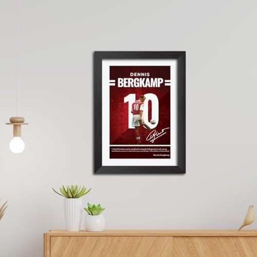 Image of TenorArts Dennis Bergkamp Quotes Poster Arsenal Laminated Photo Print Frame Painting with Matt Finish Black Texture (12 inches x 9inches)
