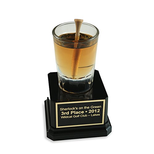Far Out Awards Shot Glass with Golf Tee Trophy - Golf Tournament Trophy, Unique Golf Award, Funny Golf Award, Golf Trophy