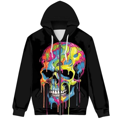 JooMeryer Men's Plus Size Zip Up Hoodie 3D Printed Long Sleeve Casual Hooded Sweatshirts