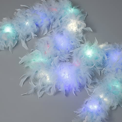 Larryhot Long Blue Feather Boa - 2Yards 75G Colorful 20 Led Lights Boas For Party,Wedding,Halloween Costume,Christmas Tree And Home Decoration (Light Blue) #TOP1