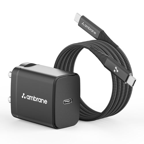Ambrane 25W Type-C Mobile Charger Adapter with Type-C to Type-C Charging Cable | Fast Charging for Samsung Smartphones, iPhone 15/14/13/12/11/X & Pro Series & Other Type-C Devices (Charge 25, Black)