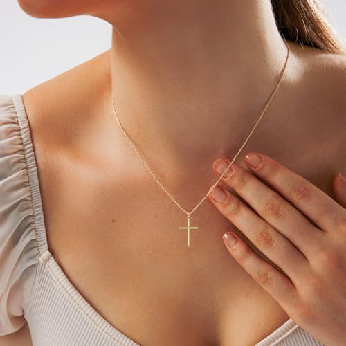Cross Necklace for Women - 18K Gold Plated Cross Pendant Necklace Dainty Simple Gold Cross Necklace Tiny Gold Cross Necklaces for Women Trendy Gold Jewelry for Women Gift2