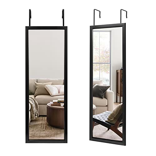 NeuType Espejo de Pared con Gancho para Colgar, 110 x 40 cm, Espejo de Pared para Colgar Espejo de Cuerpo Completo, Colgar o apoyarse en la Pared o Montar en la Pared, Negro (sin Soporte) Cover