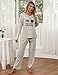 Ekouaer Womens 2 Pack Pajama Set Long Sleeve Pajamas Top and Pants V Neck Pjs Set Soft Loungewear with Pockets