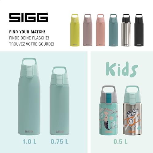 Sigg - Edelstahl Trinkflasche - Shield ONE Glacier - Für Kohlensäurehaltige Getränke Geeignet - Auslaufsicher - Federleicht - BPA-frei - Outdoor & Fitness - Hellblau - 0,75L