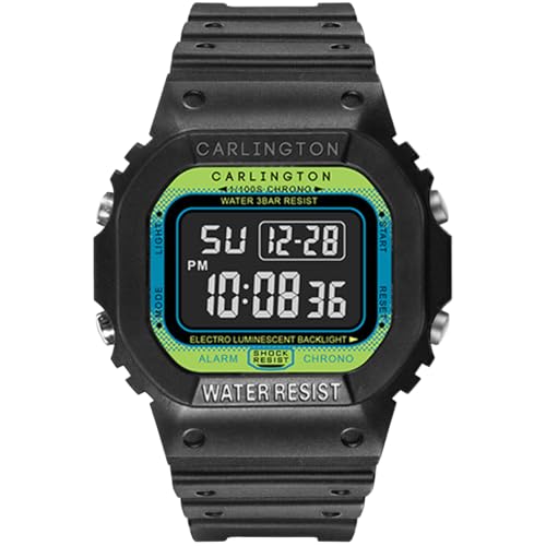 Image of Carlington Digital Sports Watch Dual Time, Alarm, Calendar, Stopwatch, Water-Resistant, Shock-Resistant, Back Light Display. The Perfect Watch for Men - CT 1801