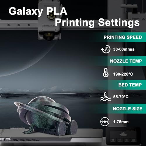 Image of ERYONE Galaxy PLA 3D Printer Filament, Sparkle Glitter PLA, 1.75mm + /-0.03mm, 1kg(2.2LBS) /Spool, Christmas Filament, Galaxy Bipolaris Nebula (Green)