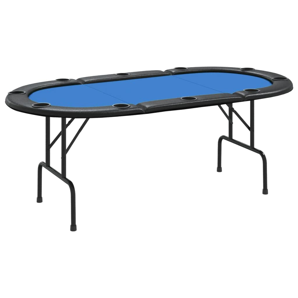 FAMIROSA 10-Player Folding Poker Table Blue 81.1