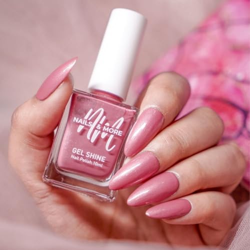 Image of NM NAILS & MORE Argan Oil Infused Gel Finish Shine Nail Polish Long-Lasting Quick-Dry Formula Chip Resistant High Shine Enamel For Women Vegan Cruelty Free Toxin Free (14 Metallic Pink), 10ml