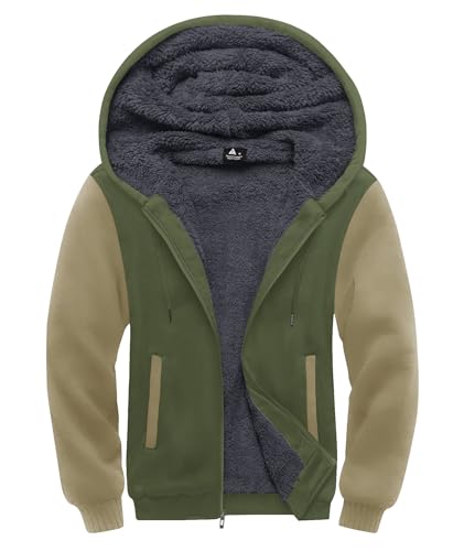 Image of SCODI Hoodies for Men Heavyweight Fleece Sweatshirt Zip Up Thick Jacket