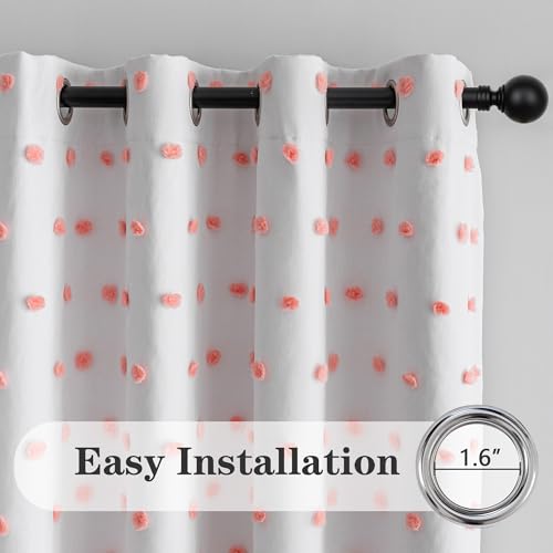 Image of MEETSKY Pink Blackout Curtains for Girls Bedroom,Pom Pom Curtains 50x84 in | 100% Blackout Light Blocking Drapes,Nursery /Kids Curtains,Room Darkening,Thermal Insulated Grommet Drape,Cute,2 Panels Set