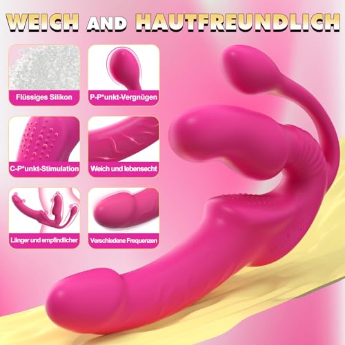 Dildo Vibrator Sex Spielzeug für die Frau Klitoris G-Punkt mit 10 Vibrationsmodi, Dreiköpfiger Dildos Vibration für Frauen und Lesbische mit Fernbedienung – Bild 5