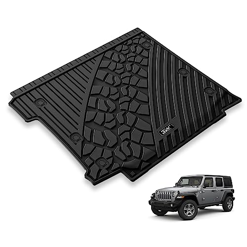 3W Cargo Mat Fit for Jeep Wrangler JL with SUBWOOFER 2018-2024 2025 All Weather Custom Fit Trunk Liner for JL Unlimited 4-Door Sahara Willys Rubicon(Non JK or 4XE) Black Wrangler JL 2018-202