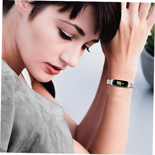 FRCOLOR Silver Rhinestone Watchband Metal Replacement Strap for Galaxy Elegant Wristband with Sparkling3