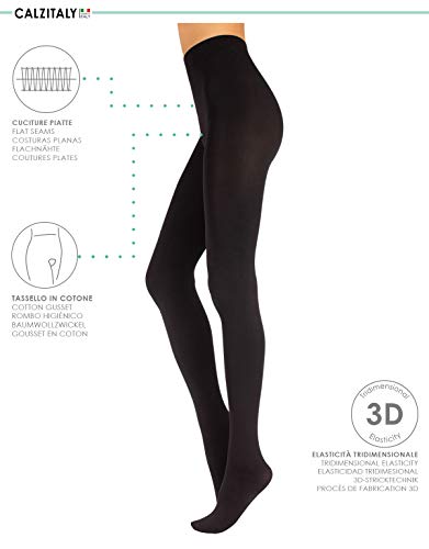 Image of CALZITALY WINTER TIGHTS | THICK OPAQUE TIGHTS | MICROFIBER 3D PANTYHOSE | 200 DEN | BLACK | S /M, L /XL | MADE IN ITALY |