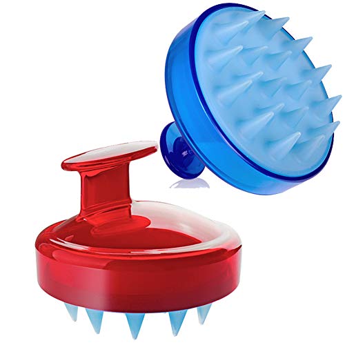 Ahoney 2 Pack Shampoo Brushes Hair Scalp Massager, Scalp Shampoo Brush with Soft Silicon Comb/Shower Hair Brush/Body Washing Massager/for Women,Men (Red & Blue)
