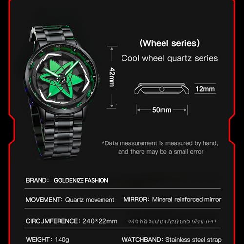 Image of Branded Men's Sport Quartz Watch Ninja Wheel Dial 360 Rotating Casual Fashion Stainless Steel Alloy Mens & Boy's Luxury Metal Gift Creative Watch