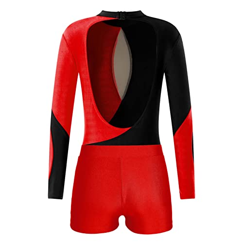 Kids Girls Shiny Rhinestone Long Sleeve Gymnastic Leotard with Sports Shorts Ballet Dance Outfit Tracksuit Dancewear4