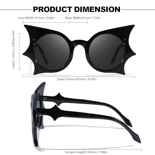 IGnaef Funny Butterfly Sunglasses for Women Men Bat Eye Shaped for Halloween and Party IF121073