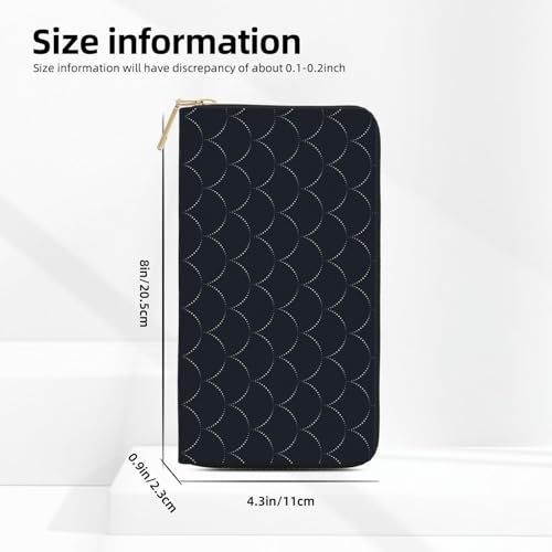 Black Fish Scales Print Wallet Women, Leather Bifold Multi Card Wallet, Long Purse Women's Wallets2