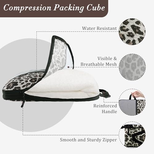 U+U 6 Set Compression Packing Cubes, Travel Organizers (Leopard) - image 2