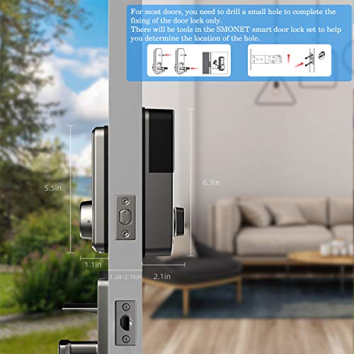 Keyless Entry Door Lock - Smart Door Lock Smonet Electronic Keypad Lock With Gateway Bluetooth Wifi Touchscreen Smart Lock Front Door House Door Smart Deadbolt Work With Alexa For Home Security #TOP3