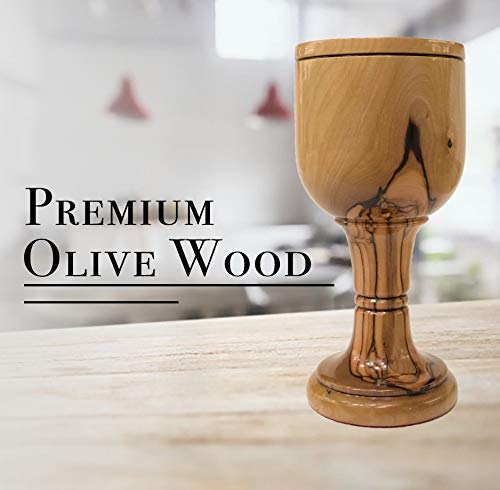Premium Communion Wine Goblet/Cup -Chalice Olive Wood- 6 Inches - Hand Made from Bethlehem,Israel