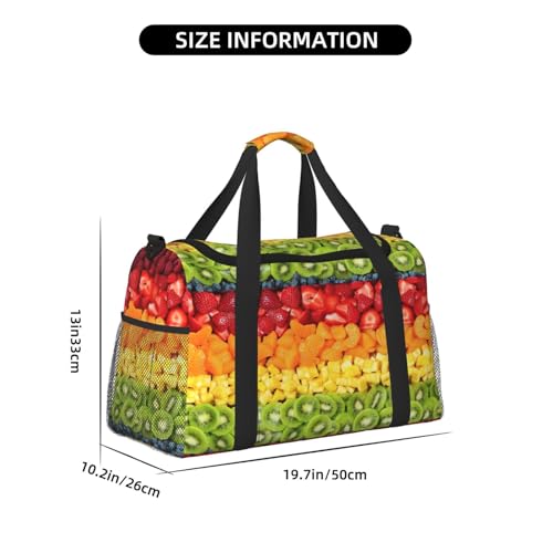 Fruit Rainbow Foldable Travel Duffel Bag Tote Carry On Luggage Bag For Weekend Getaways, For Spontaneous Trips4