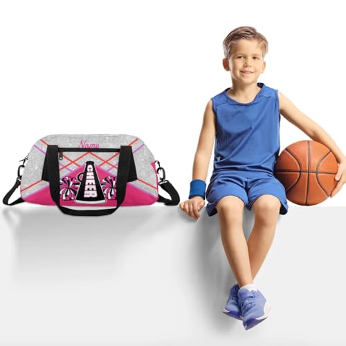 Personalized Pink Glitter Cheerleading Bag Girls Dance Bag Customized with Name Sports Duffel Bag Kids Travel Tote Bag Cheerleader Gifts2